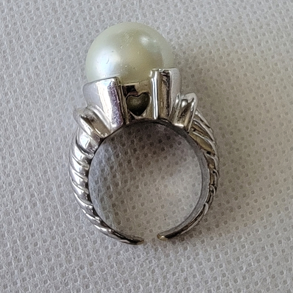 18K Gold Electroplated Pearl Ring Silver Tone